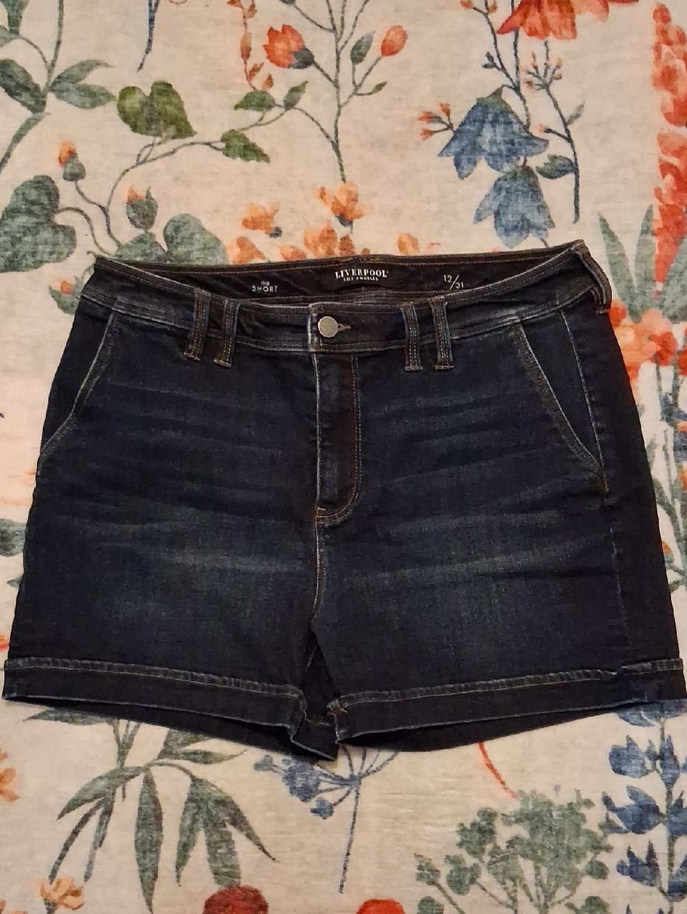 Liverpool Dark Indigo Denim Shorts